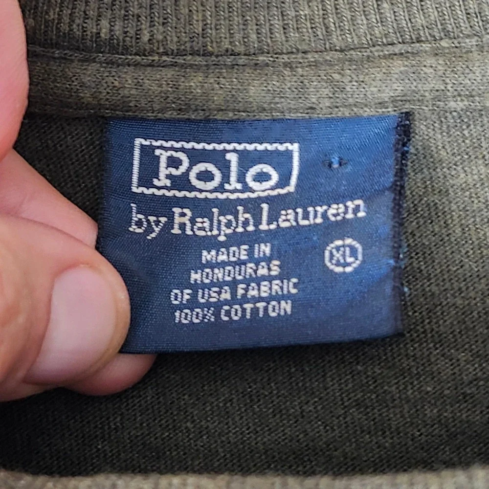 Vintage 90s Polo Ralph Lauren Long Sleeve Shirt Olive Green Purple Pony XL
